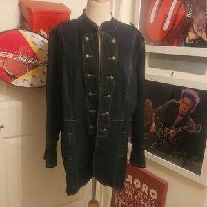 Diane Gilman Denim Military Jacket with Gold Accents